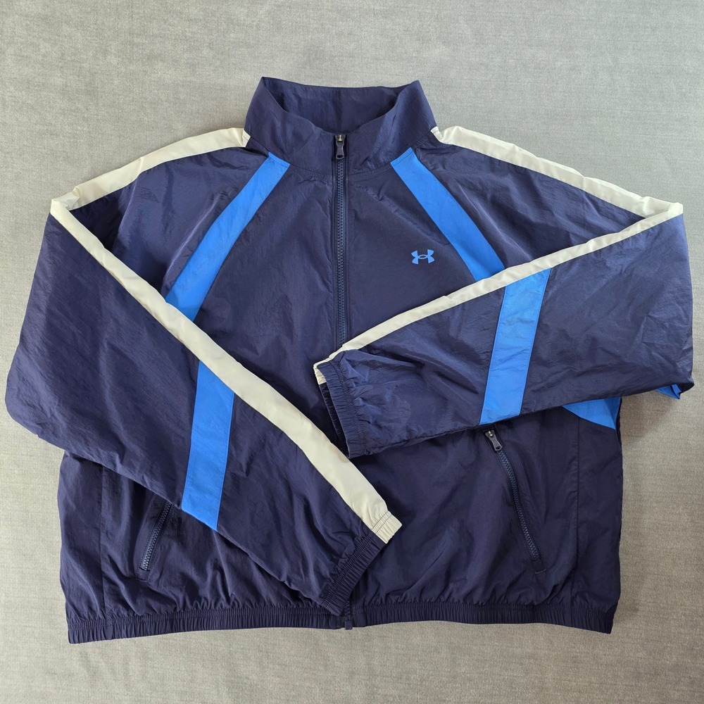 Under Armour Icon‎ Crinkle Jacket Womens XL Navy Blue NWT Windbreaker 6007111